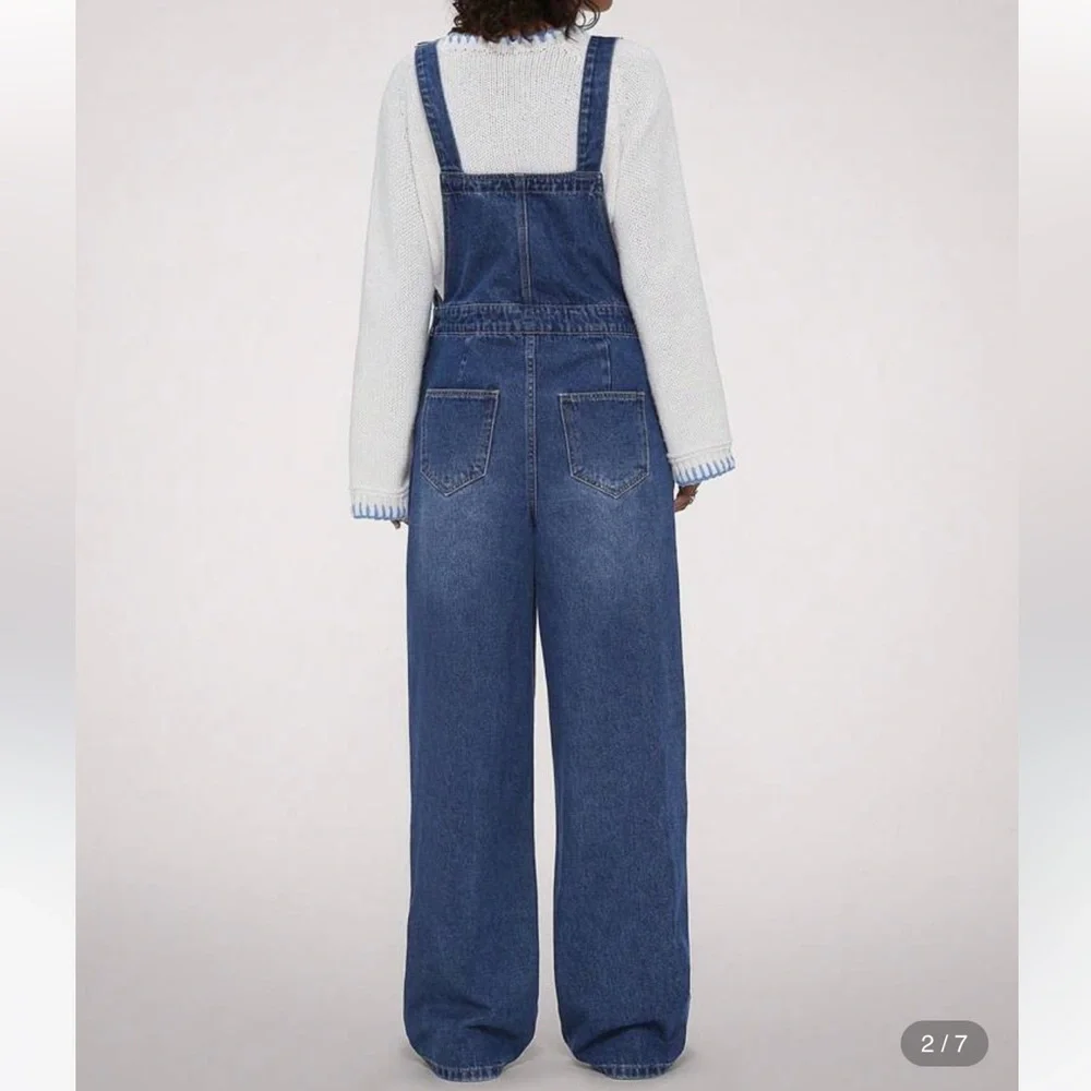 Forever 21 Blue Denim Wide-Leg Jeans NWT SIZE M - Picture 3 of 4